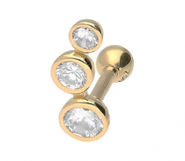 Gold Ohrpiercing 3 Kristalle