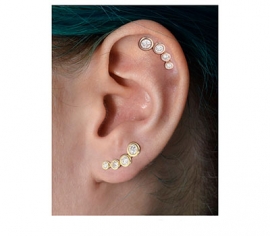 Gold Ohrpiercing 4 Kristalle