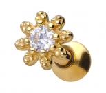 Gold Ohrpiercing Kristallblume
